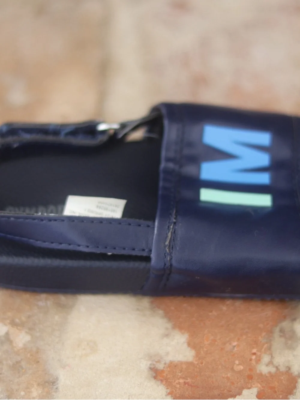 Gymboree Navy Slide Sandals with Colorful Lettering